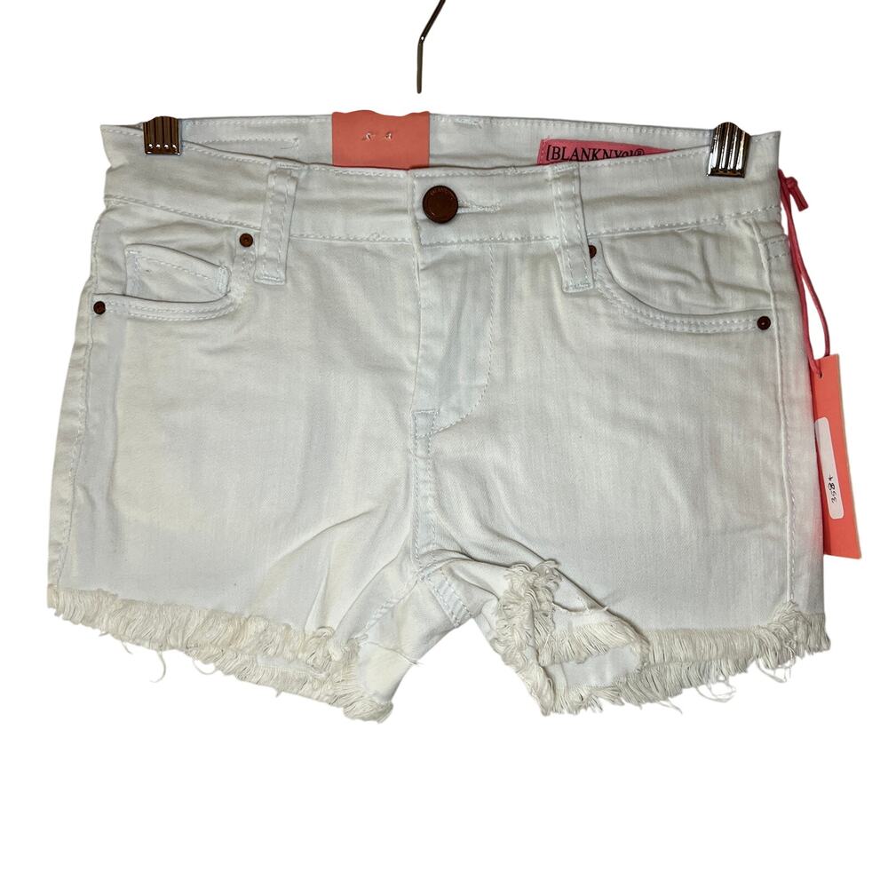 Blank NYC Astor Cutoff Denim Shorts Girls SIZE 12 White Raw Hem Mini Summer